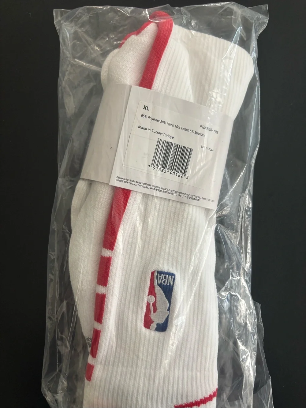 Nike White & Red NBA Crew Athletic Socks